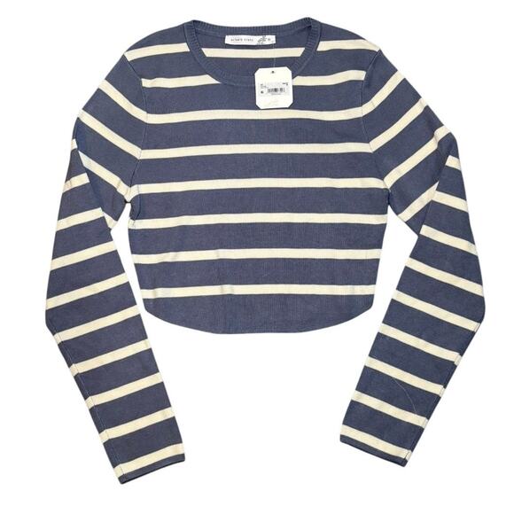 NWT Blue and White Striped Alter'd State Cropped Sweater Medium - Picture 1 of 4